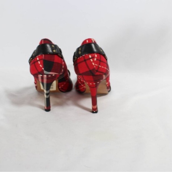 Wild Rose Y2K Vintage style (7.5) Red Tartan Plaid Pointy Toed High Heels NWOT - Picture 11 of 12